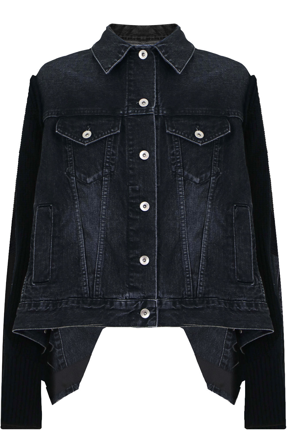 SACAI RTW KNIT DENIM JACKET BLACK