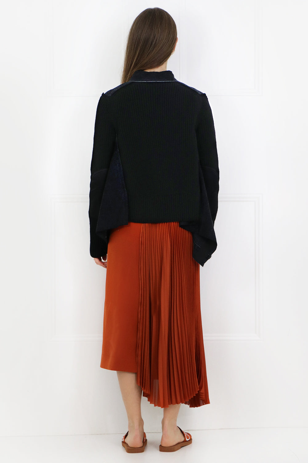 SACAI RTW KNIT DENIM JACKET BLACK