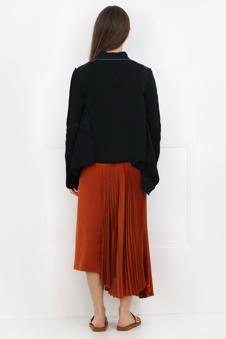 SACAI RTW KNIT DENIM JACKET BLACK