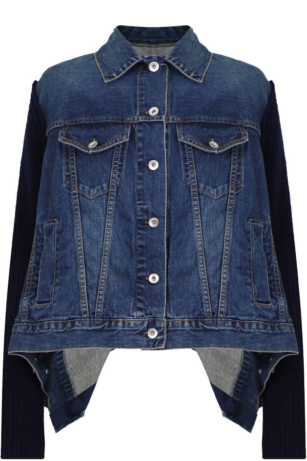 SACAI RTW KNIT DENIM JACKET INDIGO