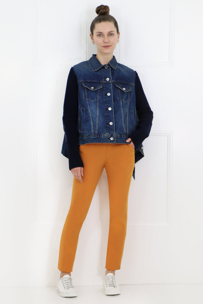 SACAI RTW KNIT DENIM JACKET INDIGO