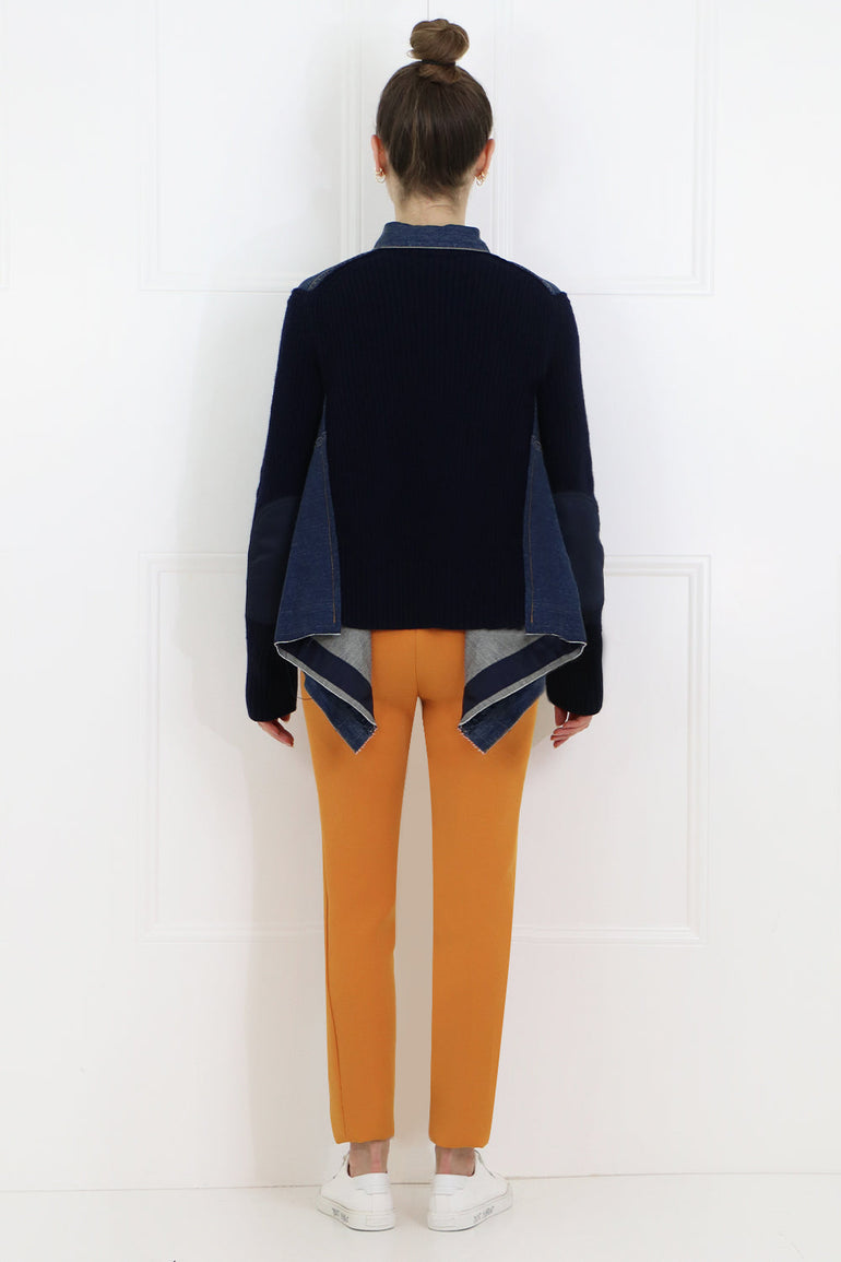 SACAI RTW KNIT DENIM JACKET INDIGO