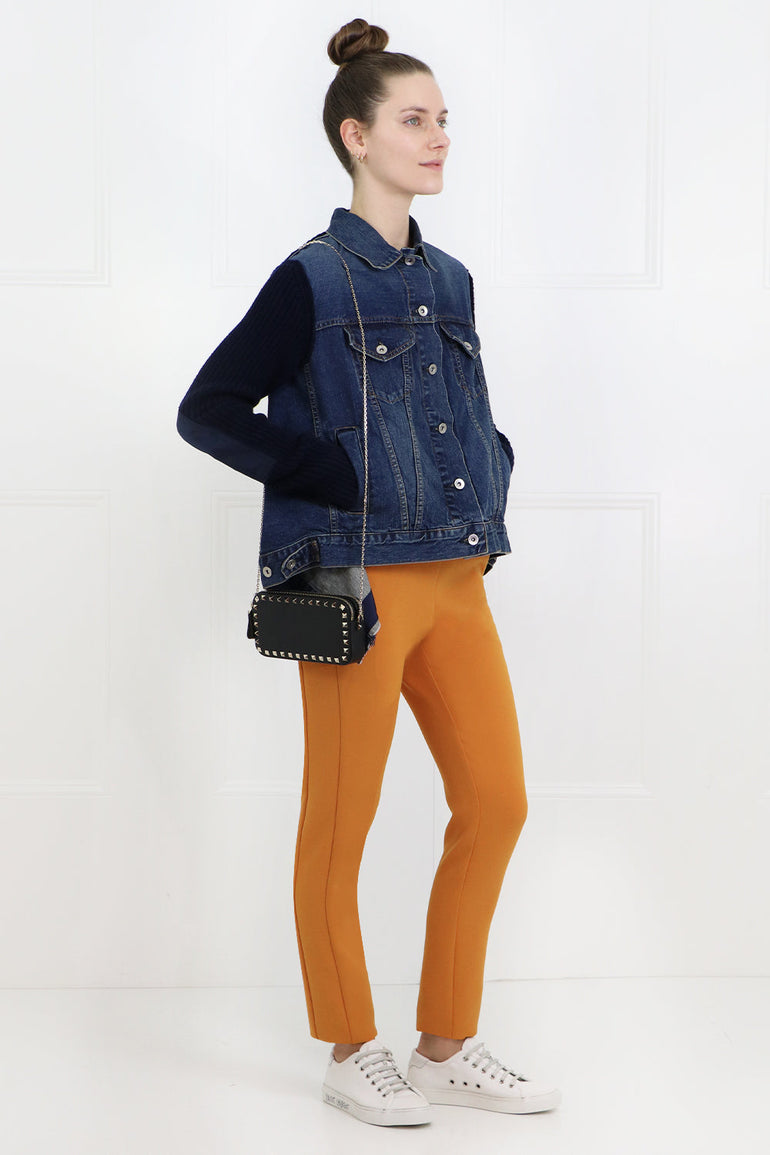 SACAI RTW KNIT DENIM JACKET INDIGO