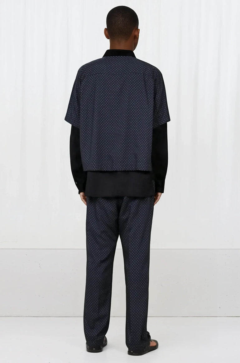 SACAI RTW KOMON PRINT LAYERED SHIRT | BLACK