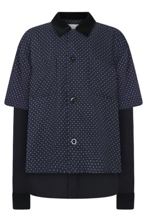 SACAI RTW KOMON PRINT LAYERED SHIRT | BLACK