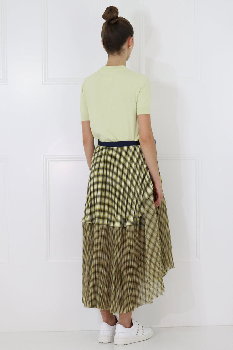 SACAI RTW OMBRE CHECK PLEATED SKIRT YELLOW