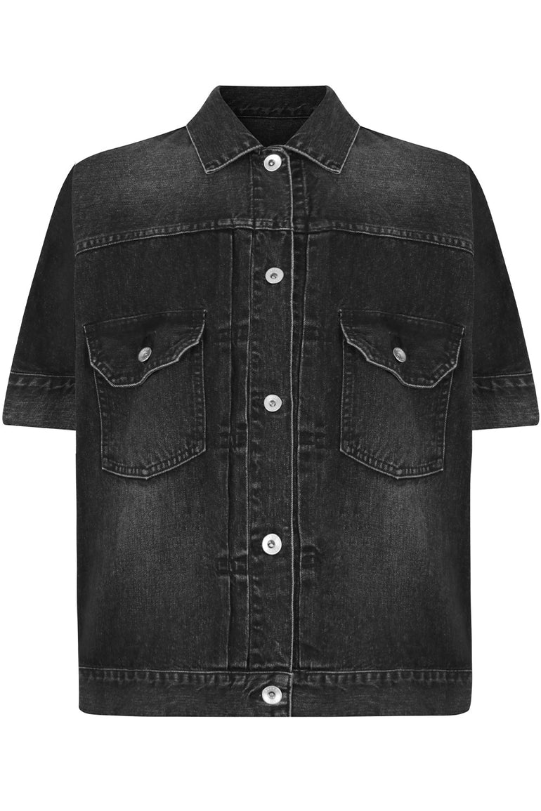 SACAI RTW OVERSIZED DENIM SHIRT S/S BLACK