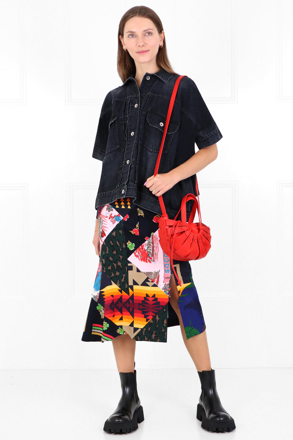 SACAI RTW OVERSIZED DENIM SHIRT S/S BLACK