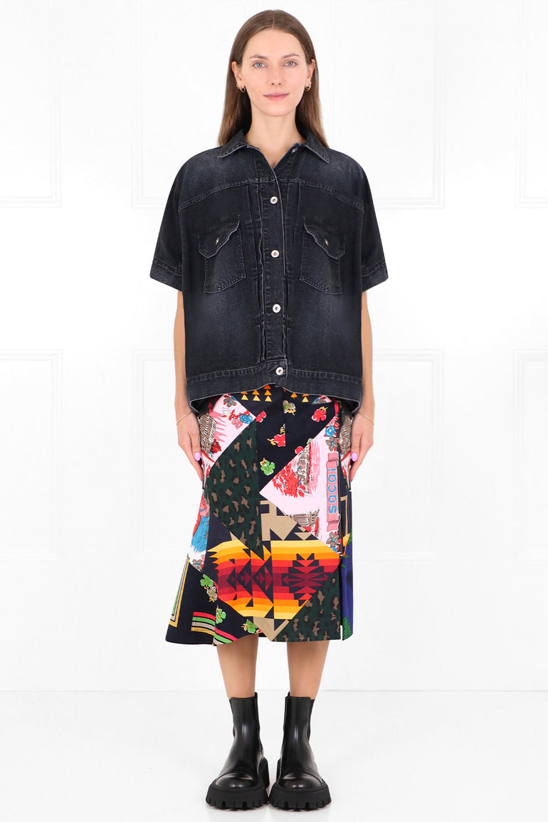 SACAI RTW OVERSIZED DENIM SHIRT S/S BLACK