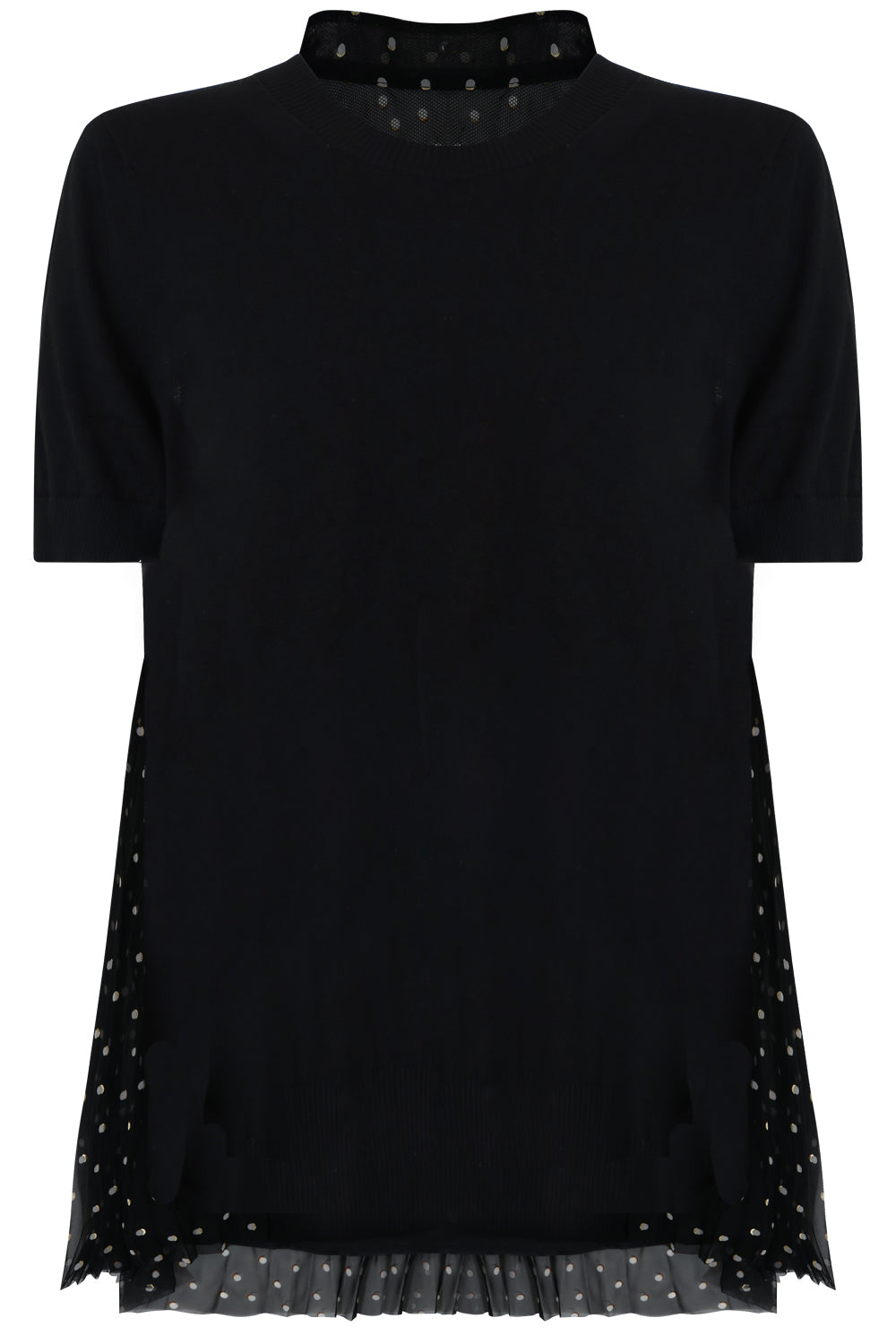 SACAI RTW POLKADOT PLEATED BACK KNIT S/S BLACK