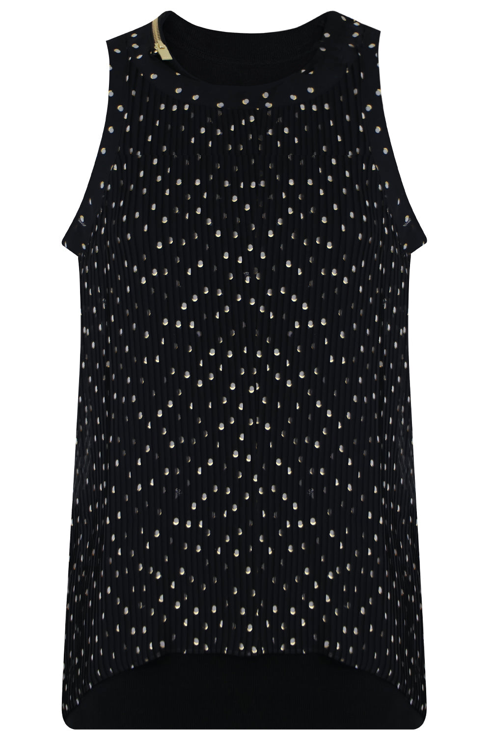 SACAI RTW POLKADOT PLEATED TANK TOP BLACK