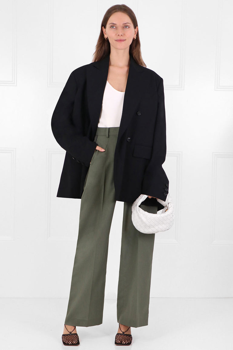 SACAI RTW SATIN PANEL TROUSERS KHAKI