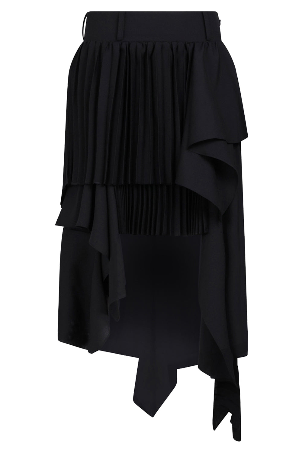 SACAI RTW Suiting Tiered Mix Skirt | Black