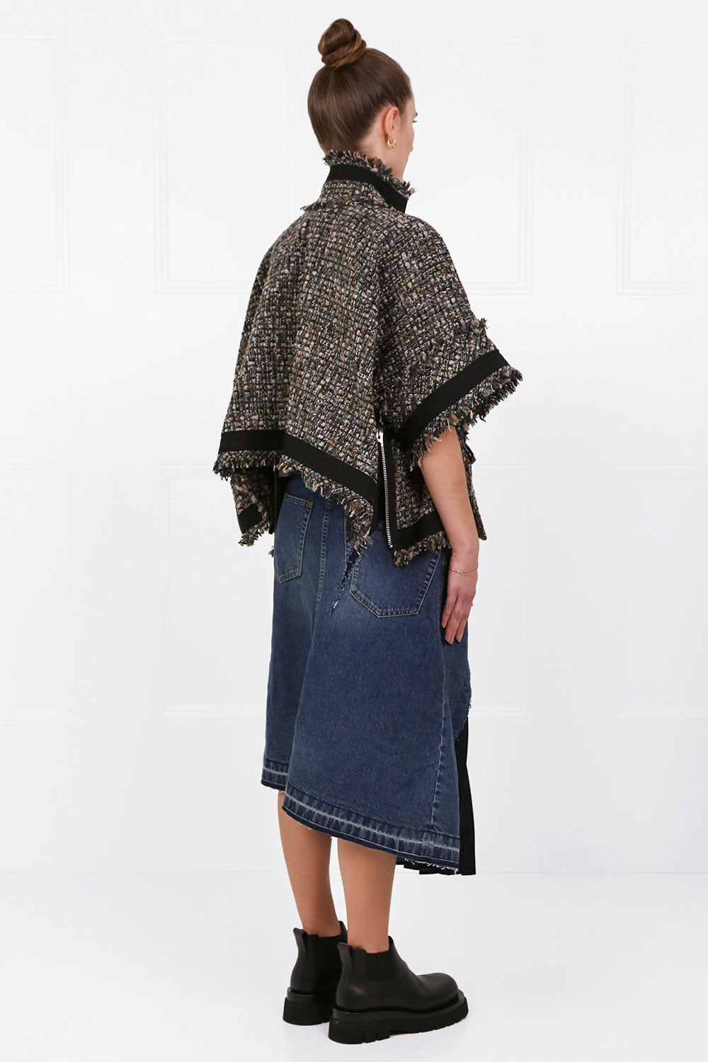 SACAI RTW TWEED OVERSIZED BLOUSE S/S KHAKI