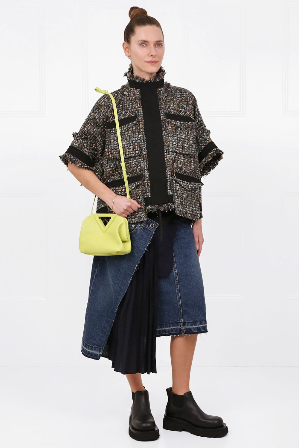 SACAI RTW TWEED OVERSIZED BLOUSE S/S KHAKI