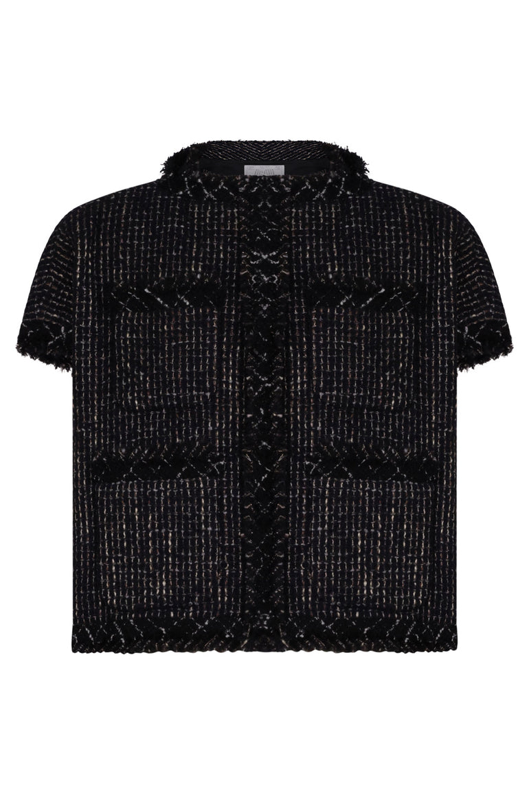SACAI RTW Tweed Pullover Top | Black