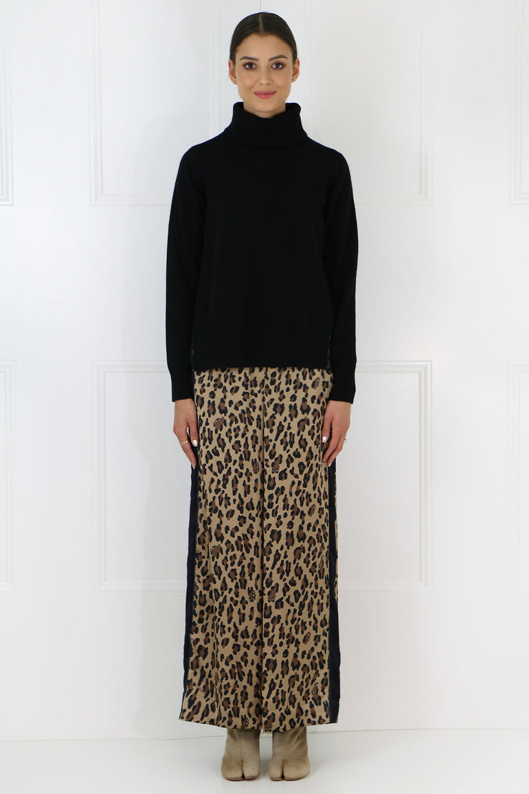 SACAI RTW WIDE LEG PANTS LEOPARD PRINT BEIGE