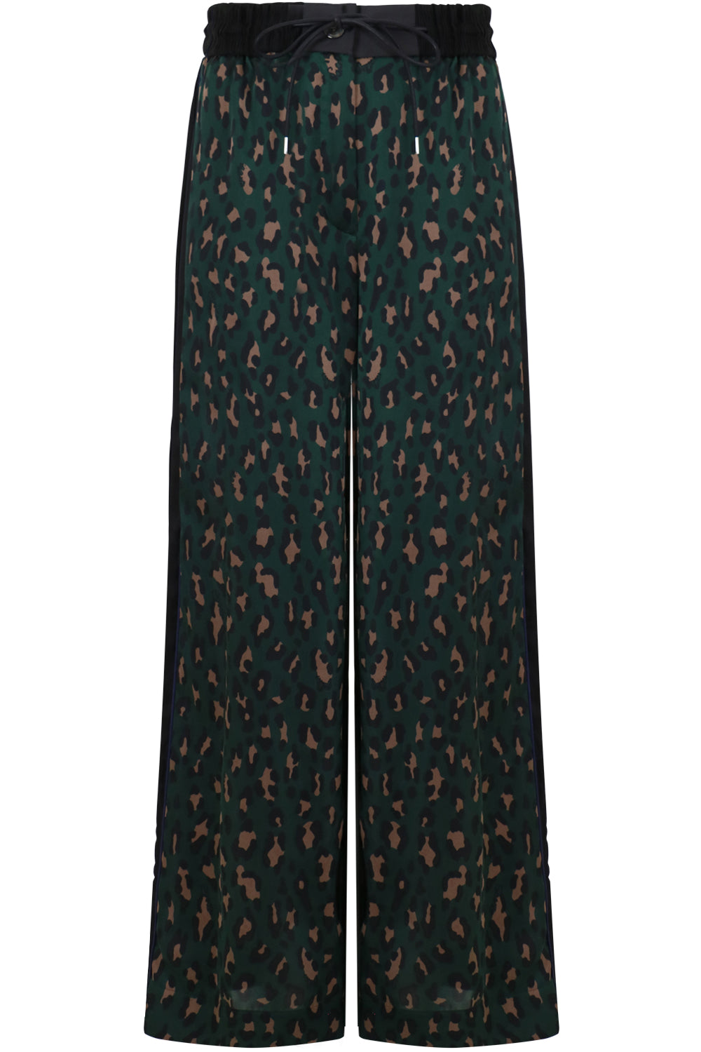 SACAI RTW WIDE LEG PANTS LEOPARD PRINT GREEN
