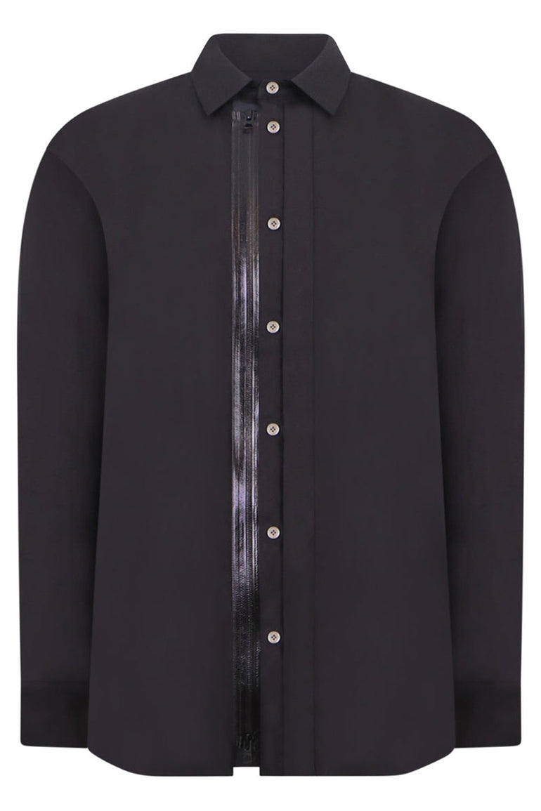 SACAI RTW ZIP SHIRT L/SL | BLACK