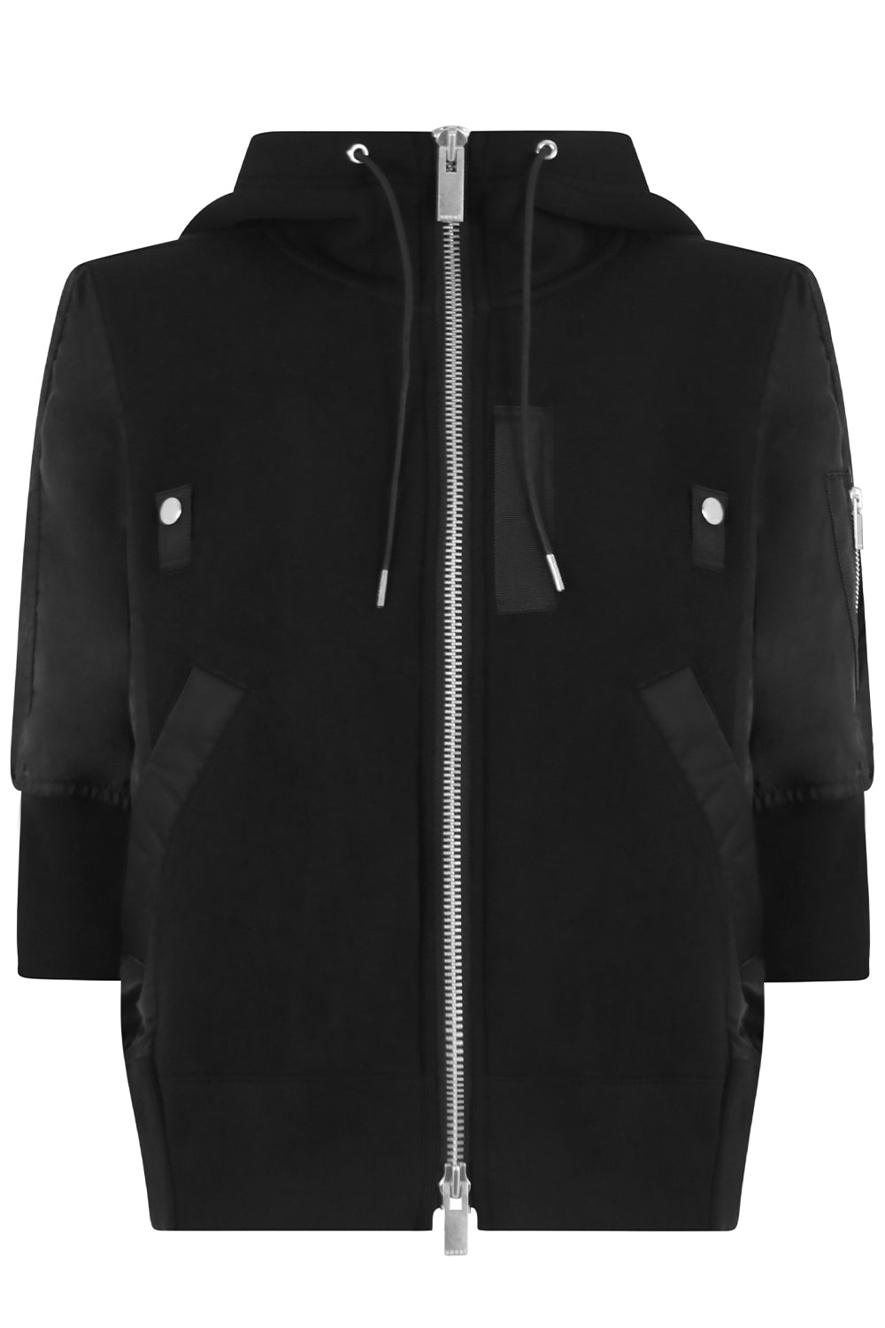 SACAI RTW ZIPPED HOODY S/S BLACK