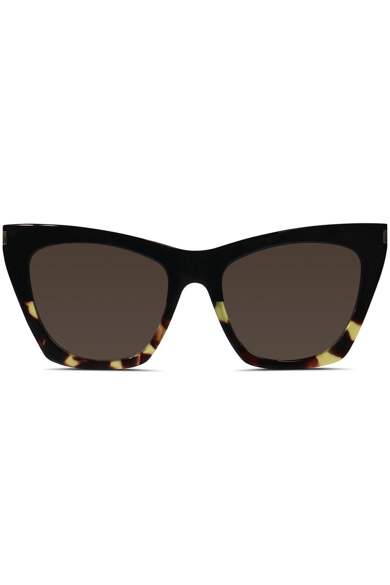 SAINT LAURENT ACCESSORIES BLACK KATE 214 CAT EYE SUNGLASSES BLACK AND YELLOW