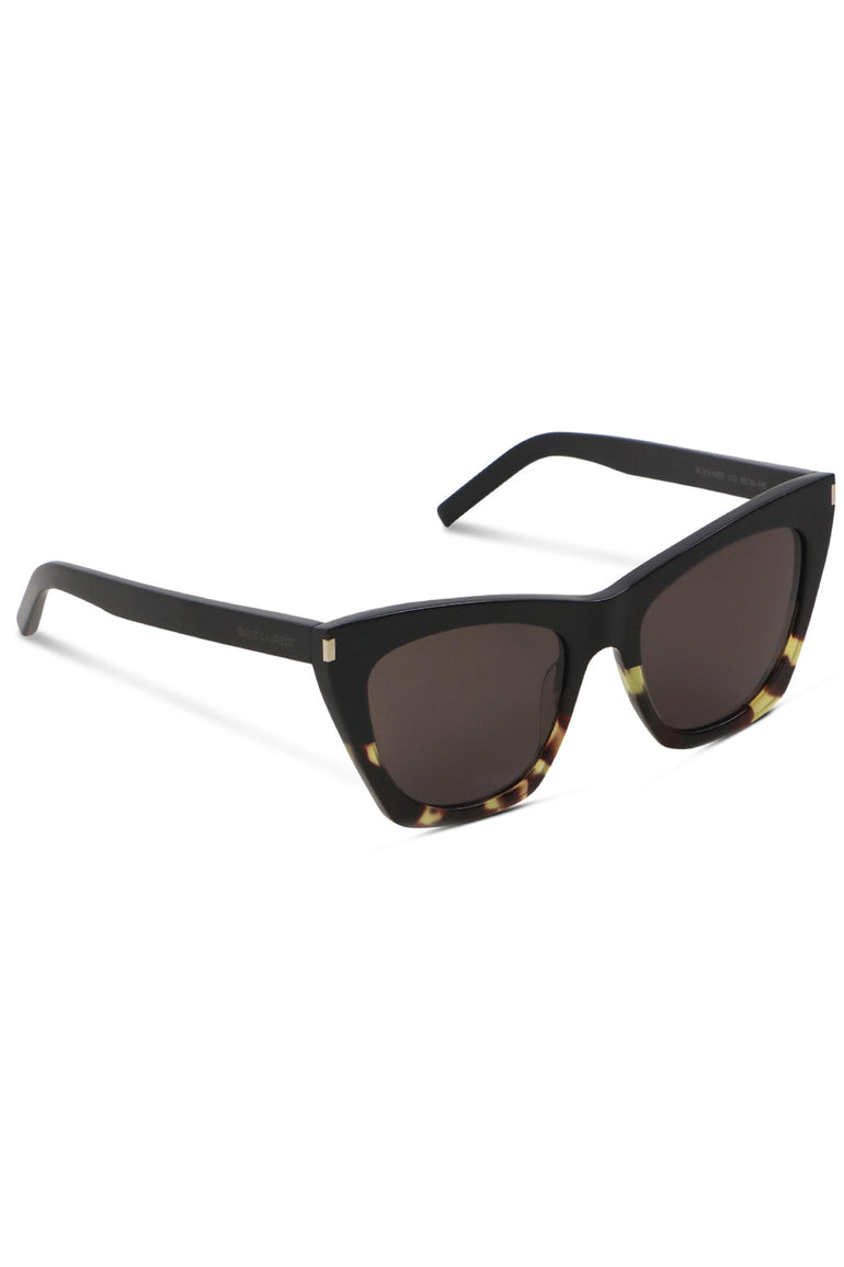 SAINT LAURENT ACCESSORIES BLACK KATE 214 CAT EYE SUNGLASSES BLACK AND YELLOW
