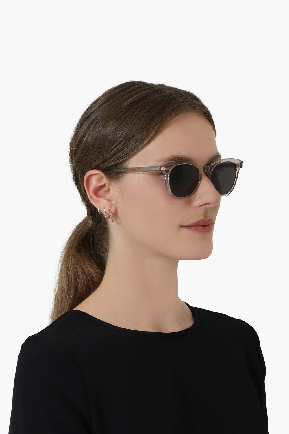 SAINT LAURENT ACCESSORIES KATE CAT EYE SUNGLASSES ECRU
