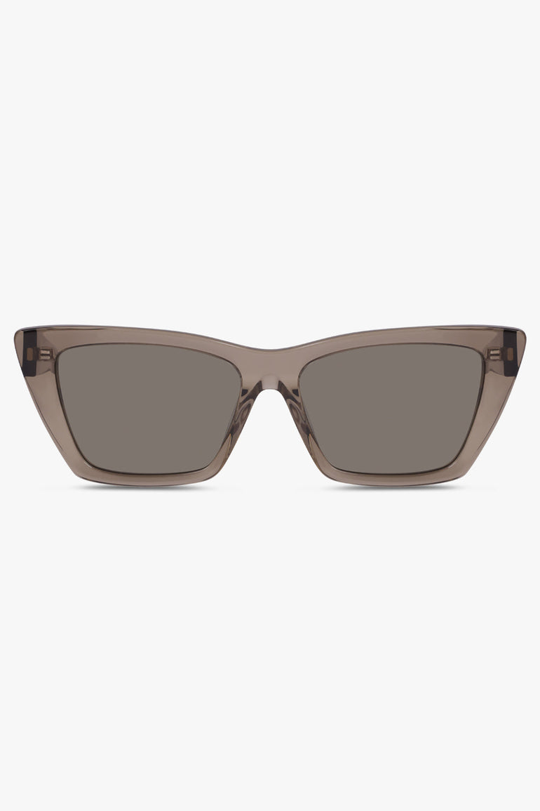 SAINT LAURENT ACCESSORIES Brown Mica 276 Sunglasses | Transparent Brown/Light Grey