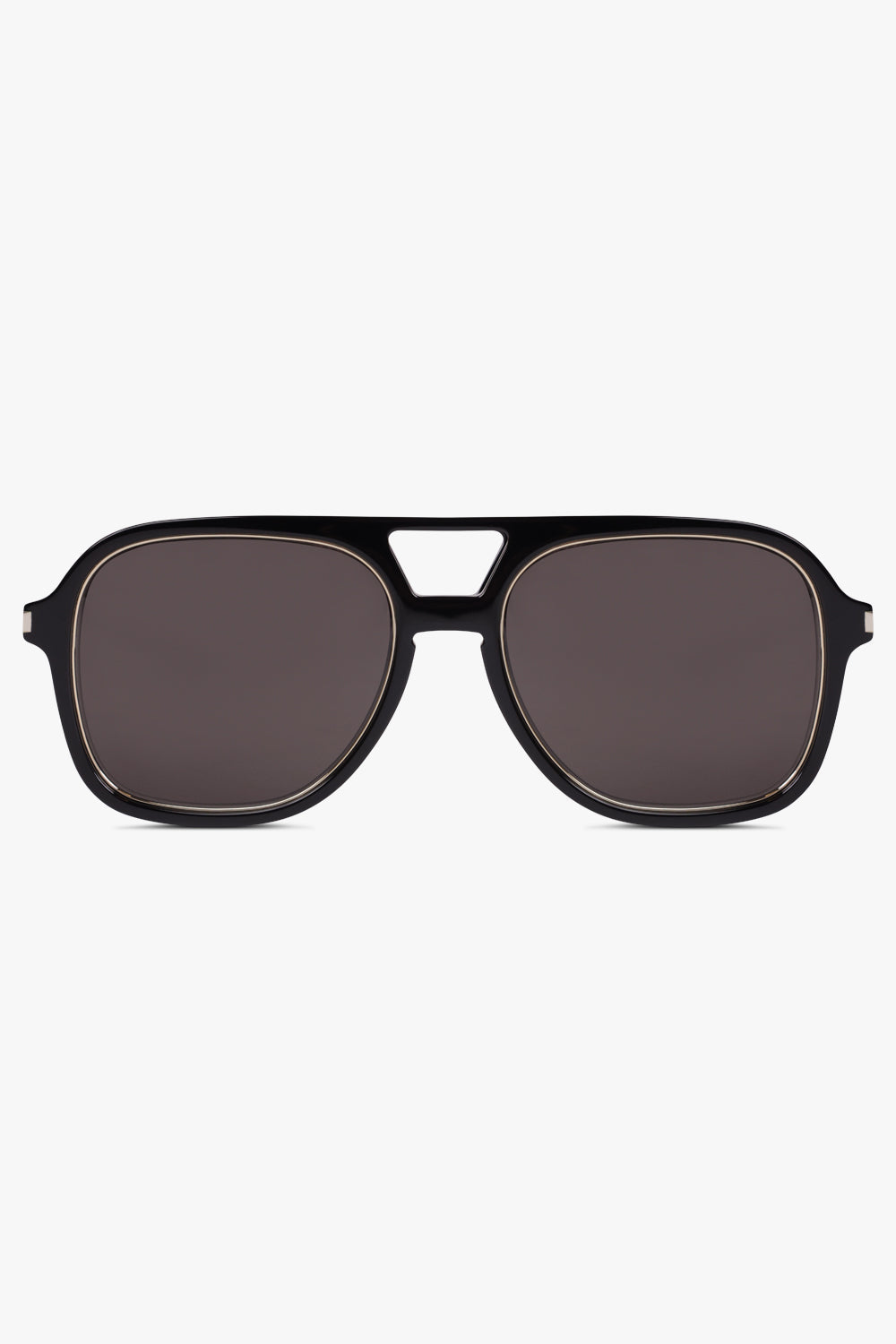 SAINT LAURENT ACCESSORIES Black Rim 602 Sunglasses | Black/Light Gold