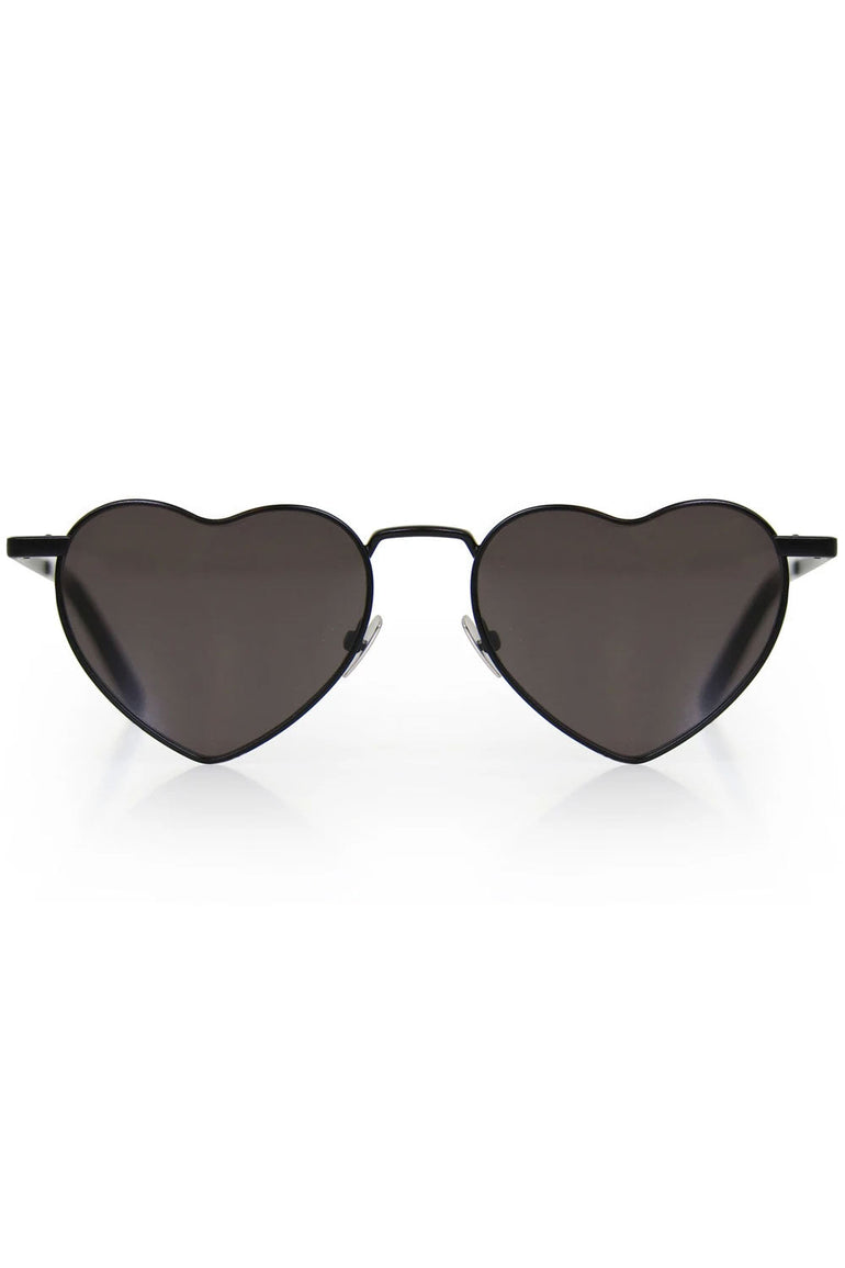 SAINT LAURENT ACCESSORIES BLACK SL 301 LOULOU GEOMETRIC METAL SUNGLASSES BLACK / BLACK