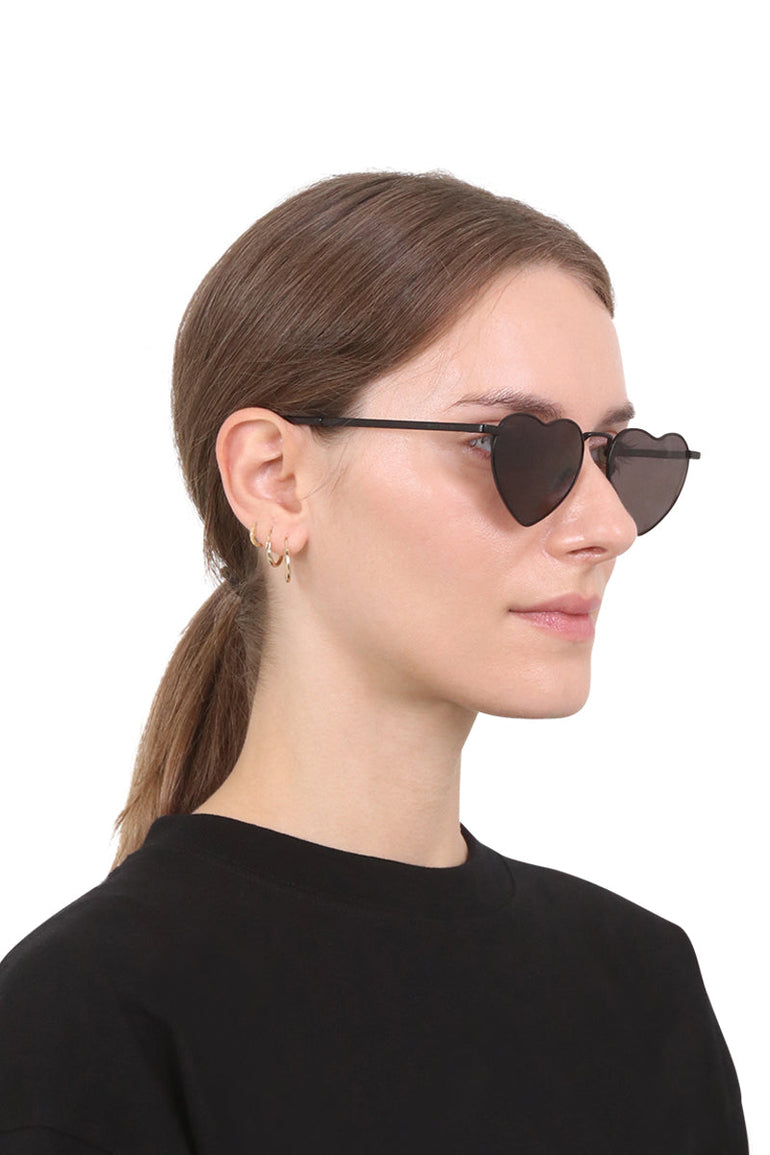 SAINT LAURENT ACCESSORIES BLACK SL 301 LOULOU GEOMETRIC METAL SUNGLASSES BLACK / BLACK