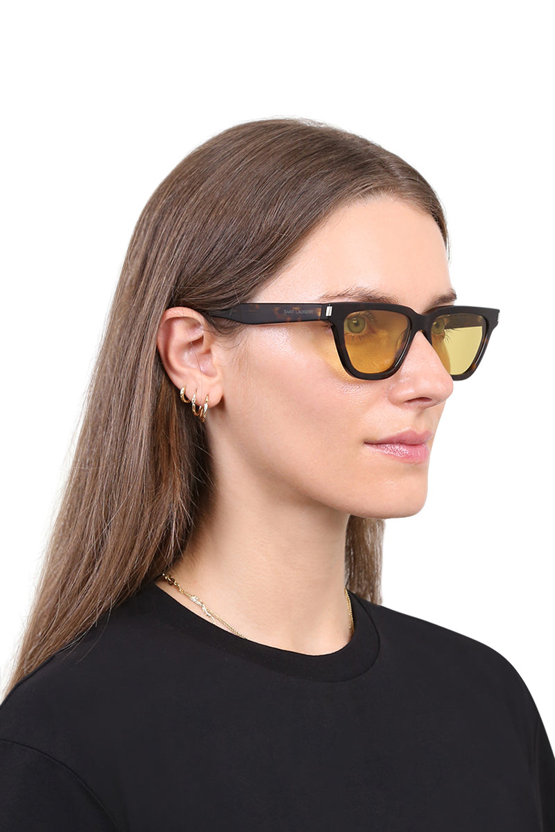 SAINT LAURENT ACCESSORIES YELLOW SULPICE 462 SUNGLASSES | DARK HAVANA YELLOW