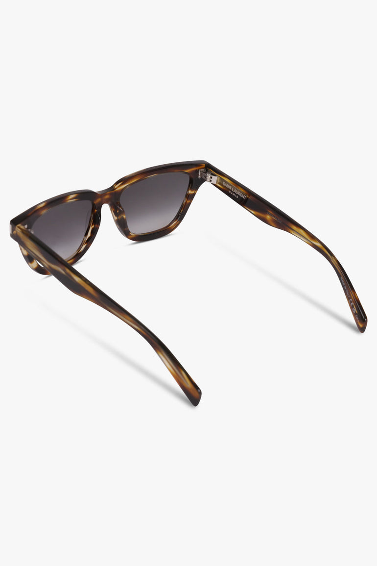 SAINT LAURENT ACCESSORIES Brown Sulpice 462 Sunglasses | Flamed Havana/Gradient Grey