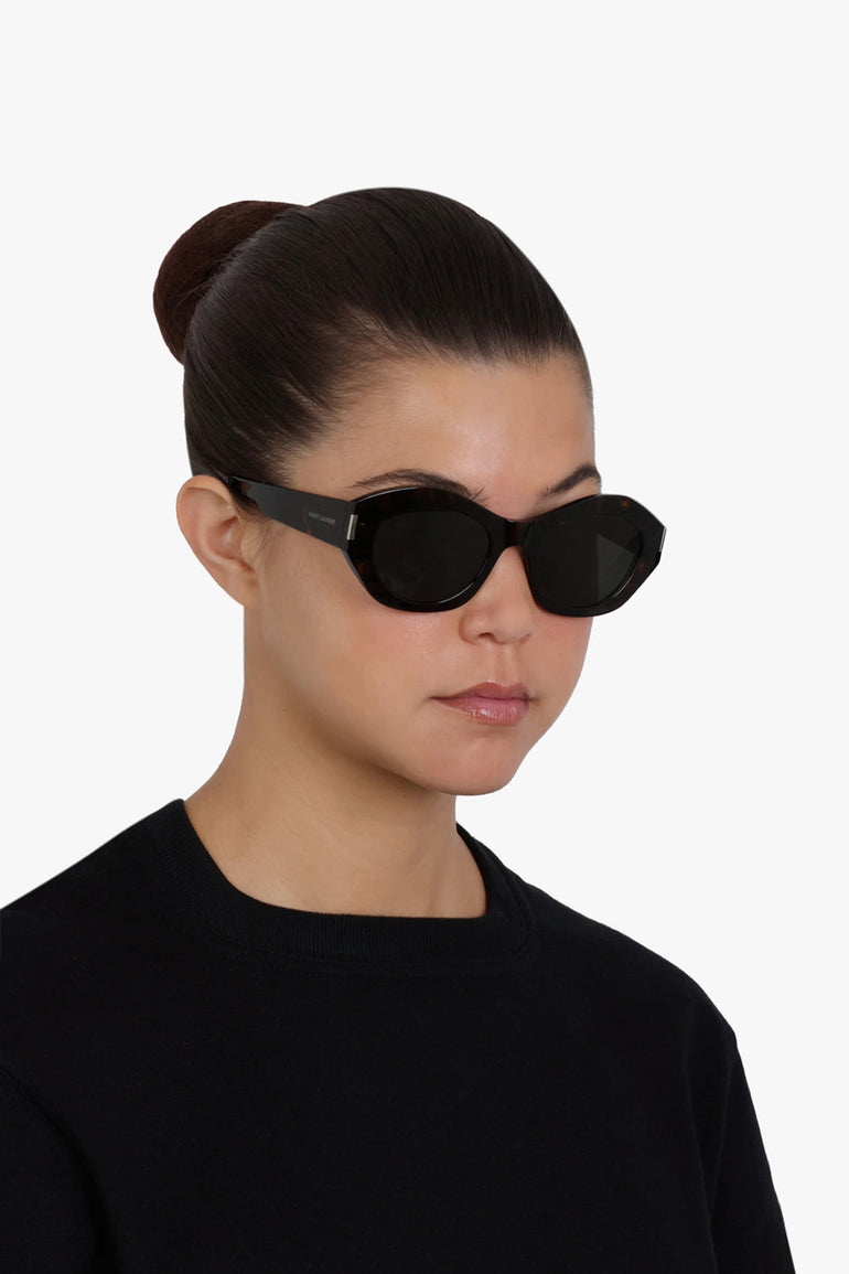 SAINT LAURENT ACCS Brown 639 Sunglasses | Dark Havana/Grey