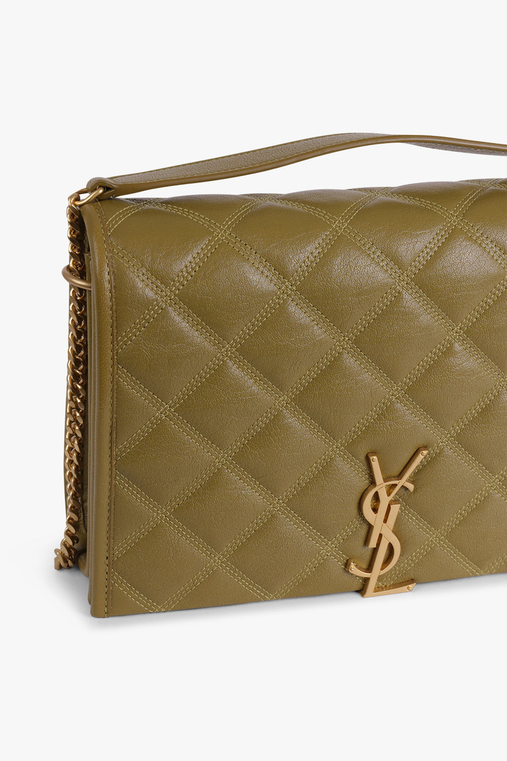 SAINT LAURENT BAGS GREEN BECKY CHAIN BAG OLIVE/GOLD