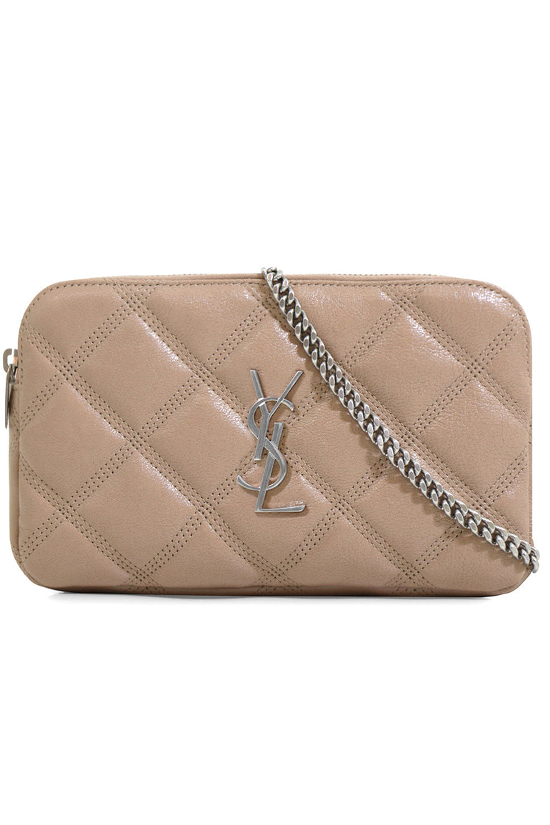 SAINT LAURENT BAGS GOLD BECKY DOUBLE ZIP CROSSBODY BAG GOLD SAND