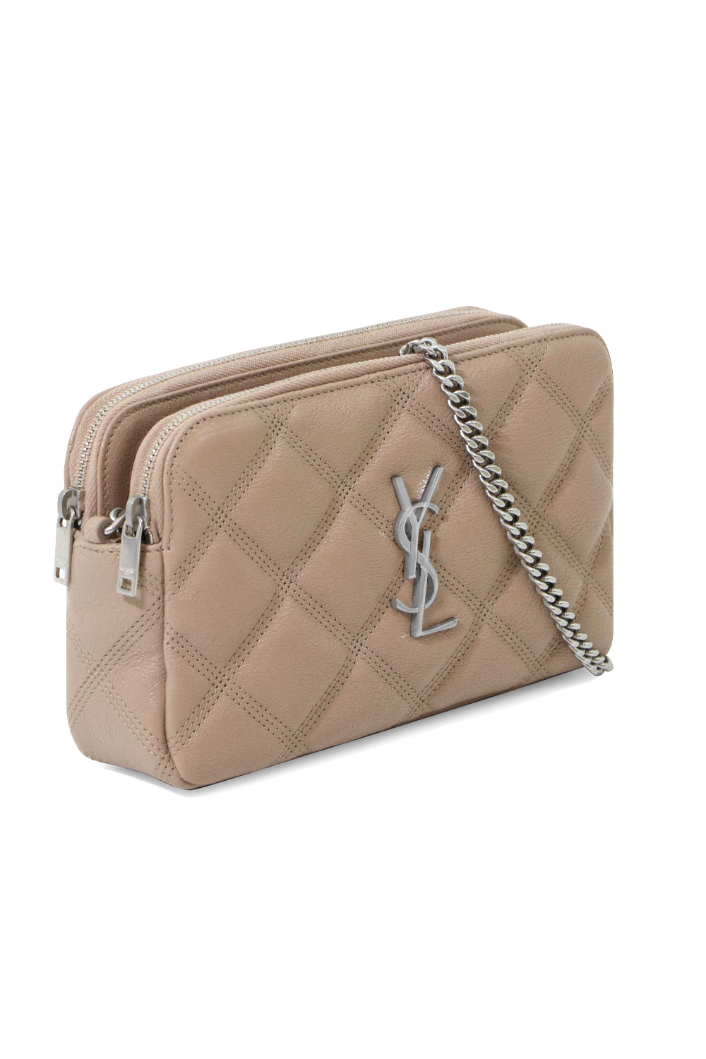 SAINT LAURENT BAGS GOLD BECKY DOUBLE ZIP CROSSBODY BAG GOLD SAND
