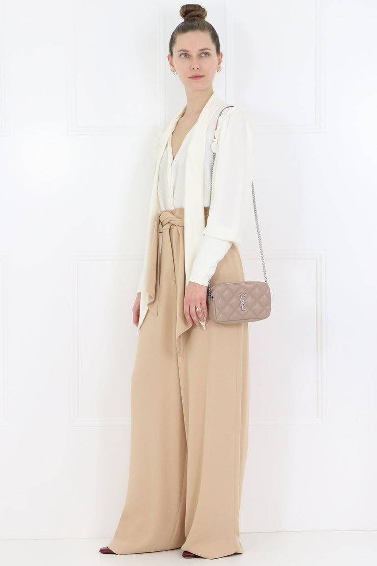 SAINT LAURENT BAGS GOLD BECKY DOUBLE ZIP CROSSBODY BAG GOLD SAND