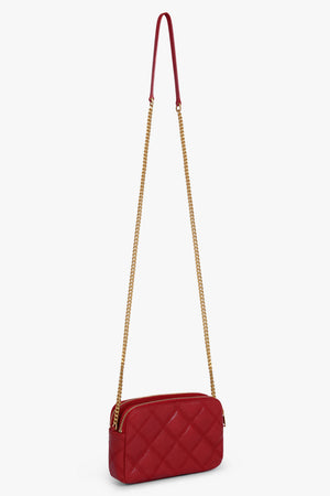SAINT LAURENT BAGS RED BECKY DOUBLE ZIP CROSSBODY BAG | ROUGE EROS/GOLD