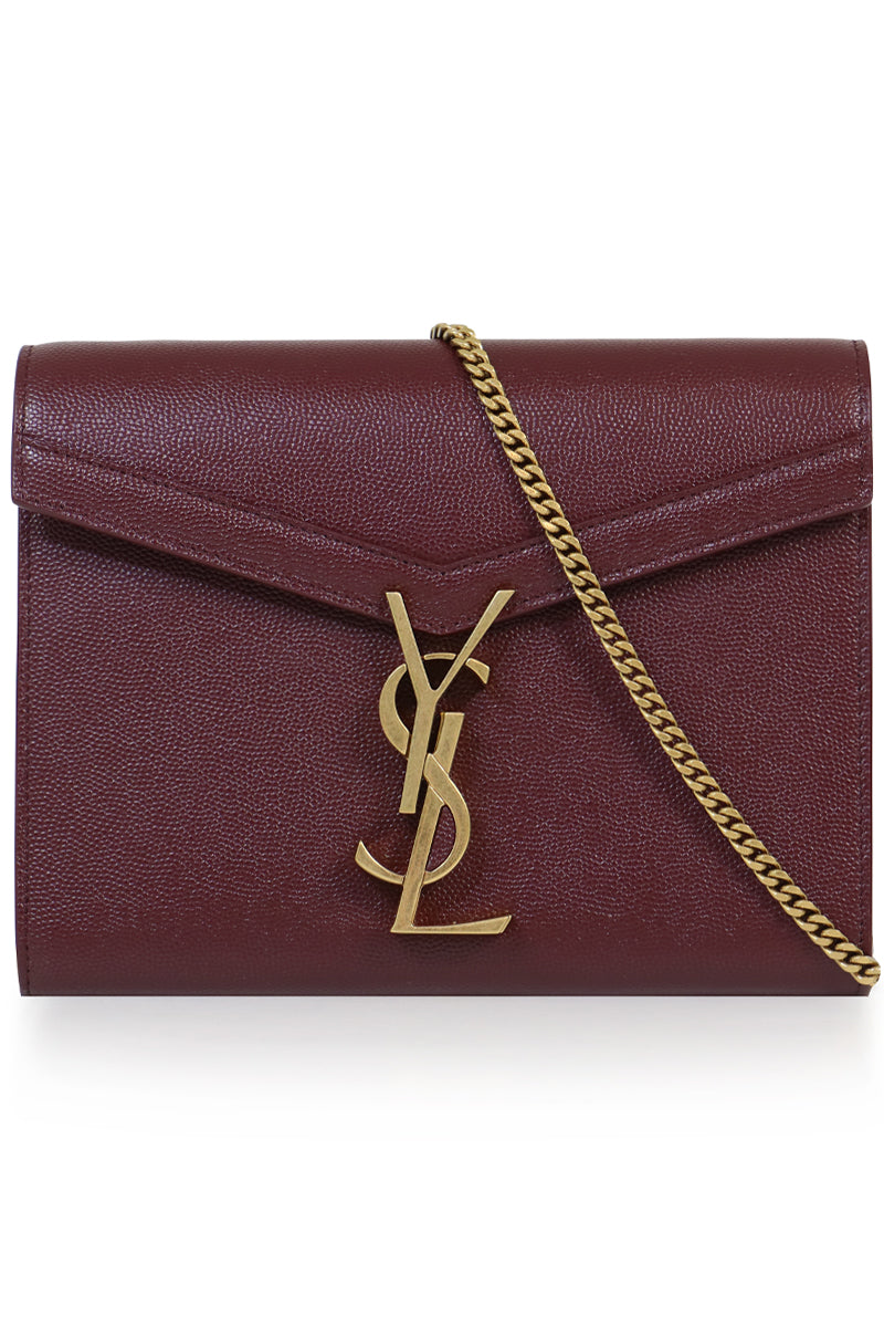 SAINT LAURENT BAGS GOLD CASSANDRA WALLET ON CHAIN ROUGE LEGION/GOLD
