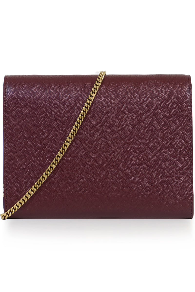 SAINT LAURENT BAGS GOLD CASSANDRA WALLET ON CHAIN ROUGE LEGION/GOLD