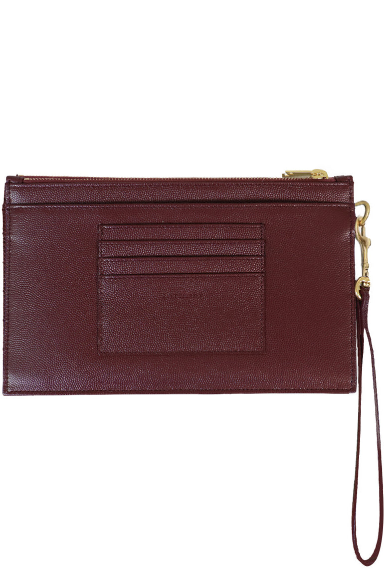 SAINT LAURENT BAGS GOLD LARGE MONOGRAMME BILL POUCH WRISTLET POUCH ROUGE LEGION/GOLD
