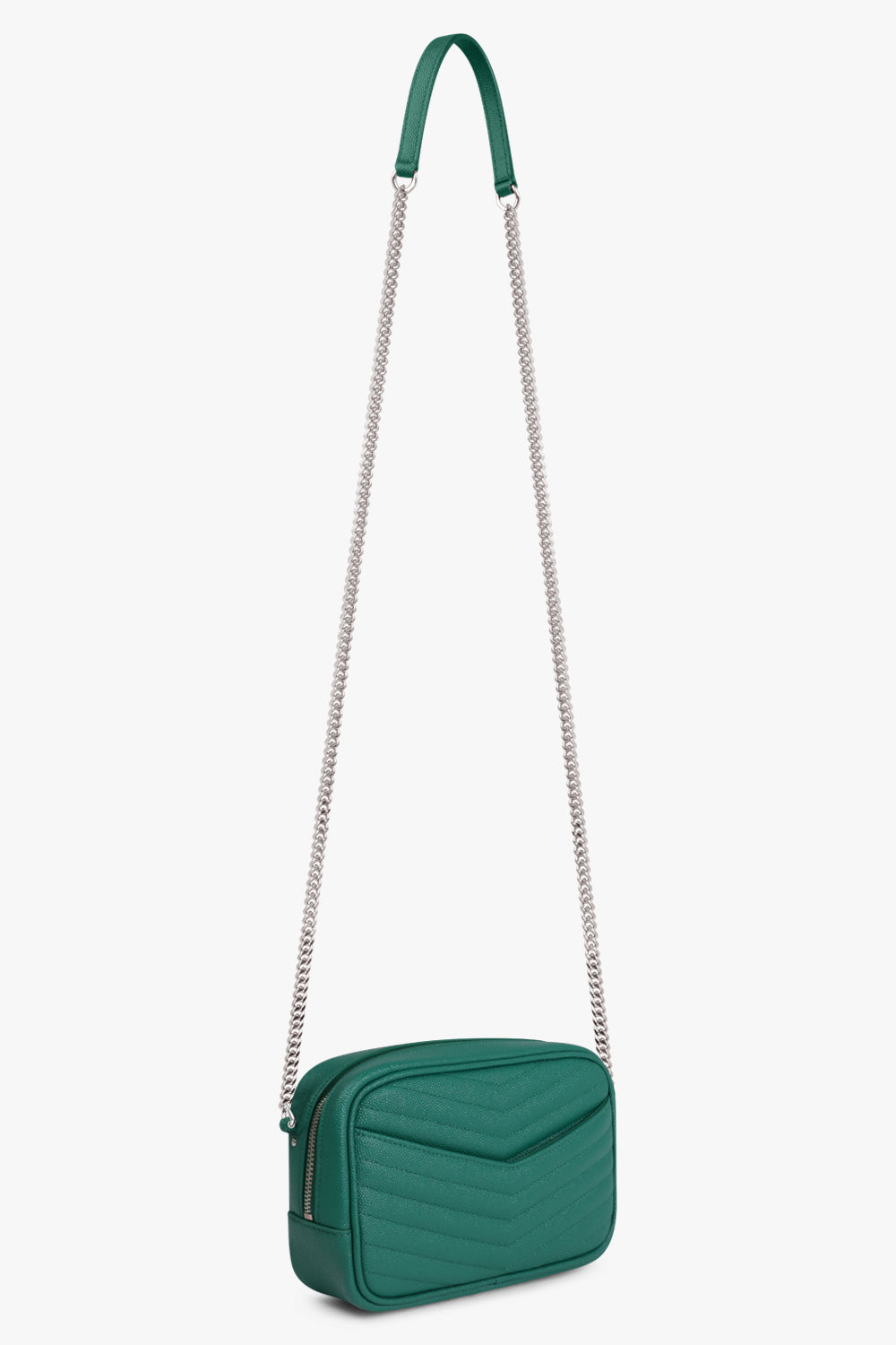 SAINT LAURENT BAGS MULTI LOU MINI QUILTED CAMERA BAG | GREEN FIELD/SILVER