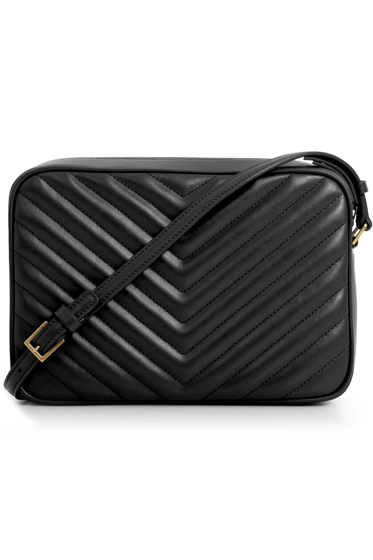 SAINT LAURENT BAGS BLACK LOU QUILTED CAMERA BAG | BLACK/GOLD