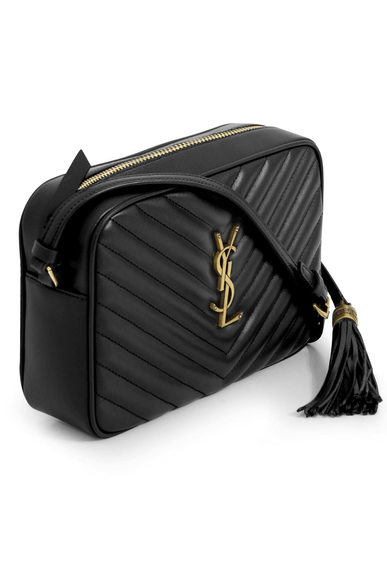 SAINT LAURENT BAGS BLACK LOU QUILTED CAMERA BAG | BLACK/GOLD