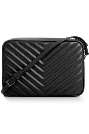 SAINT LAURENT BAGS BLACK LOU QUILTED CAMERA BAG | BLACK/SILVER