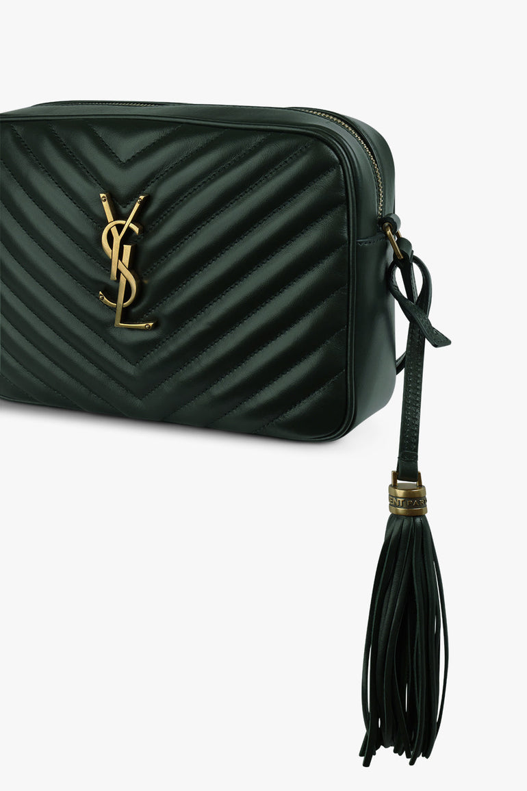 SAINT LAURENT BAGS GREEN LOU QUILTED CAMERA BAG | NEW VERT FONCE/GOLD