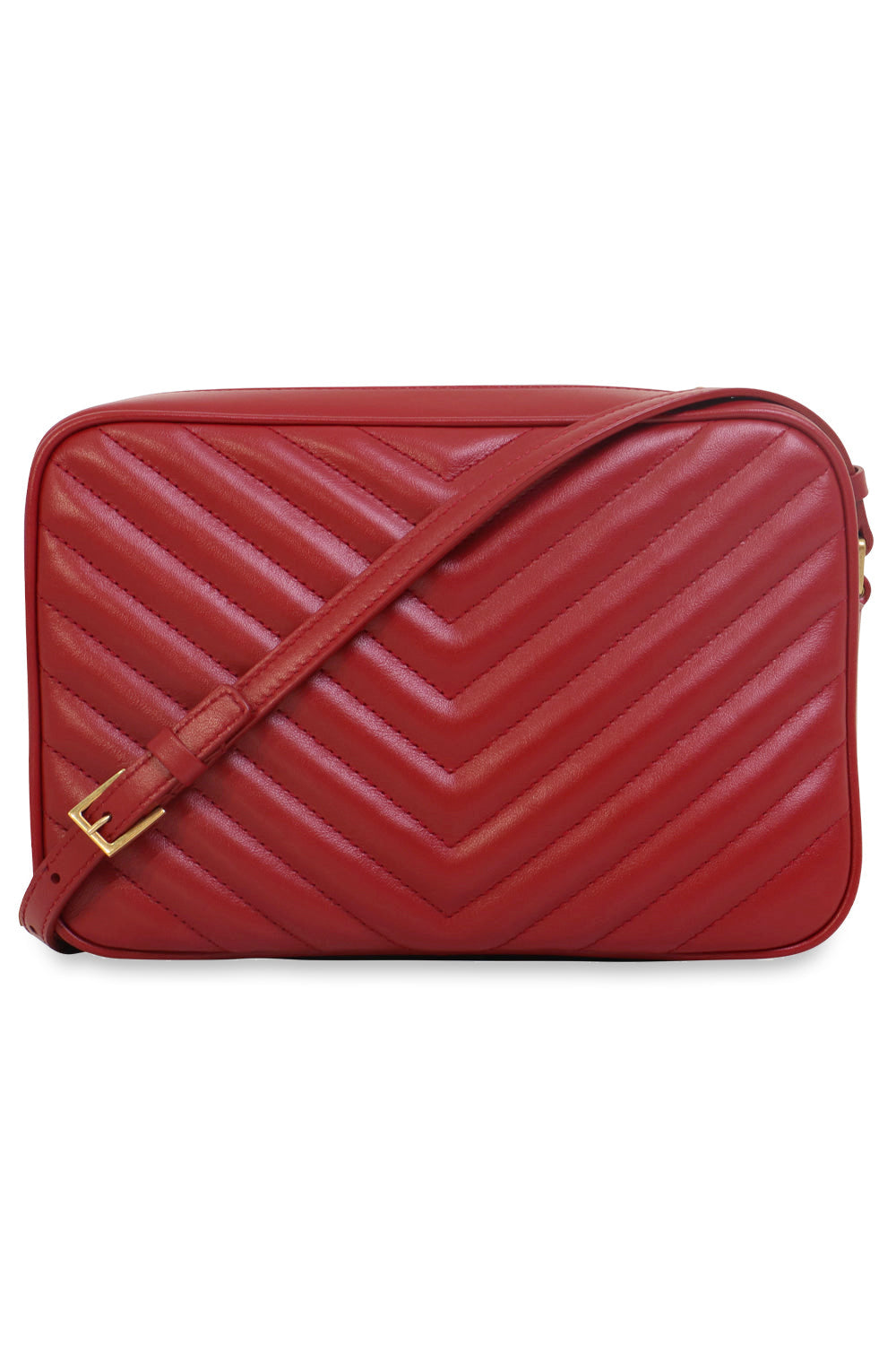 SAINT LAURENT BAGS RED LOU QUILTED CAMERA BAG | OPYUM RED/GOLD