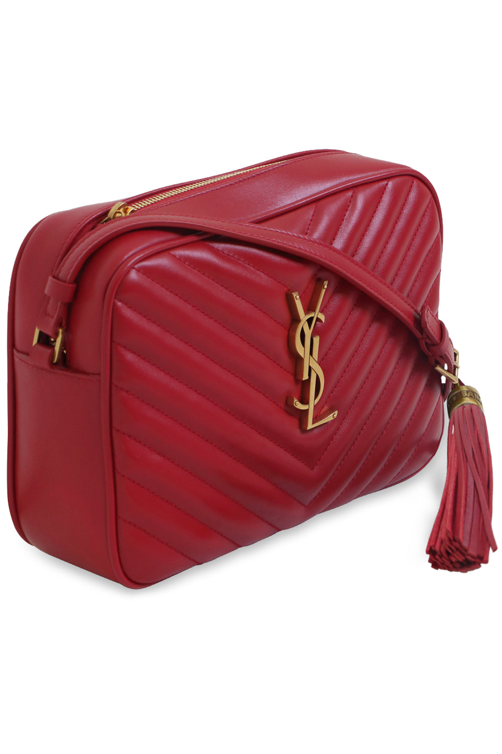 SAINT LAURENT BAGS MULTI LOU QUILTED CAMERA BAG | ROUGE EROS/GOLD