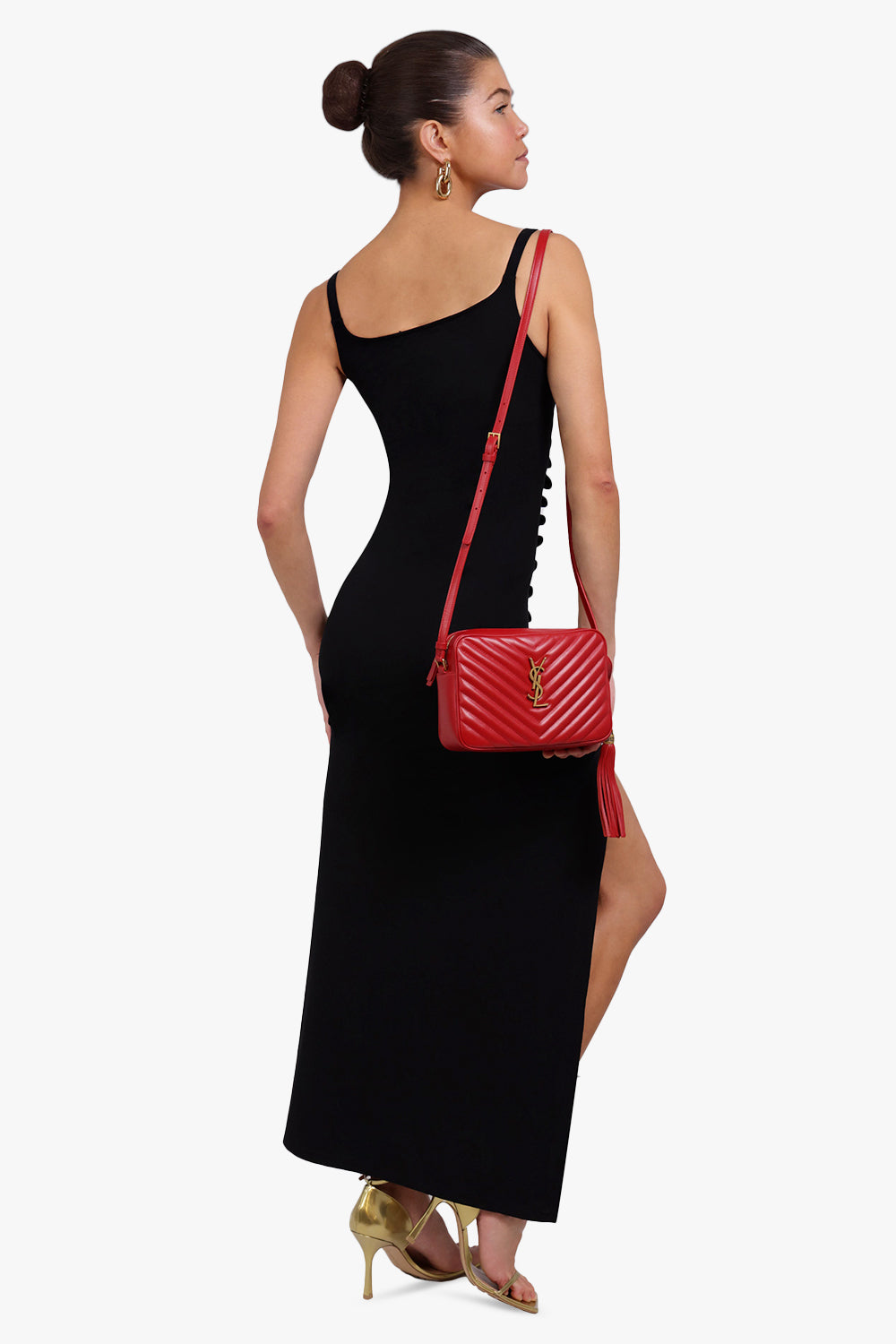 SAINT LAURENT BAGS MULTI LOU QUILTED CAMERA BAG | ROUGE EROS/GOLD